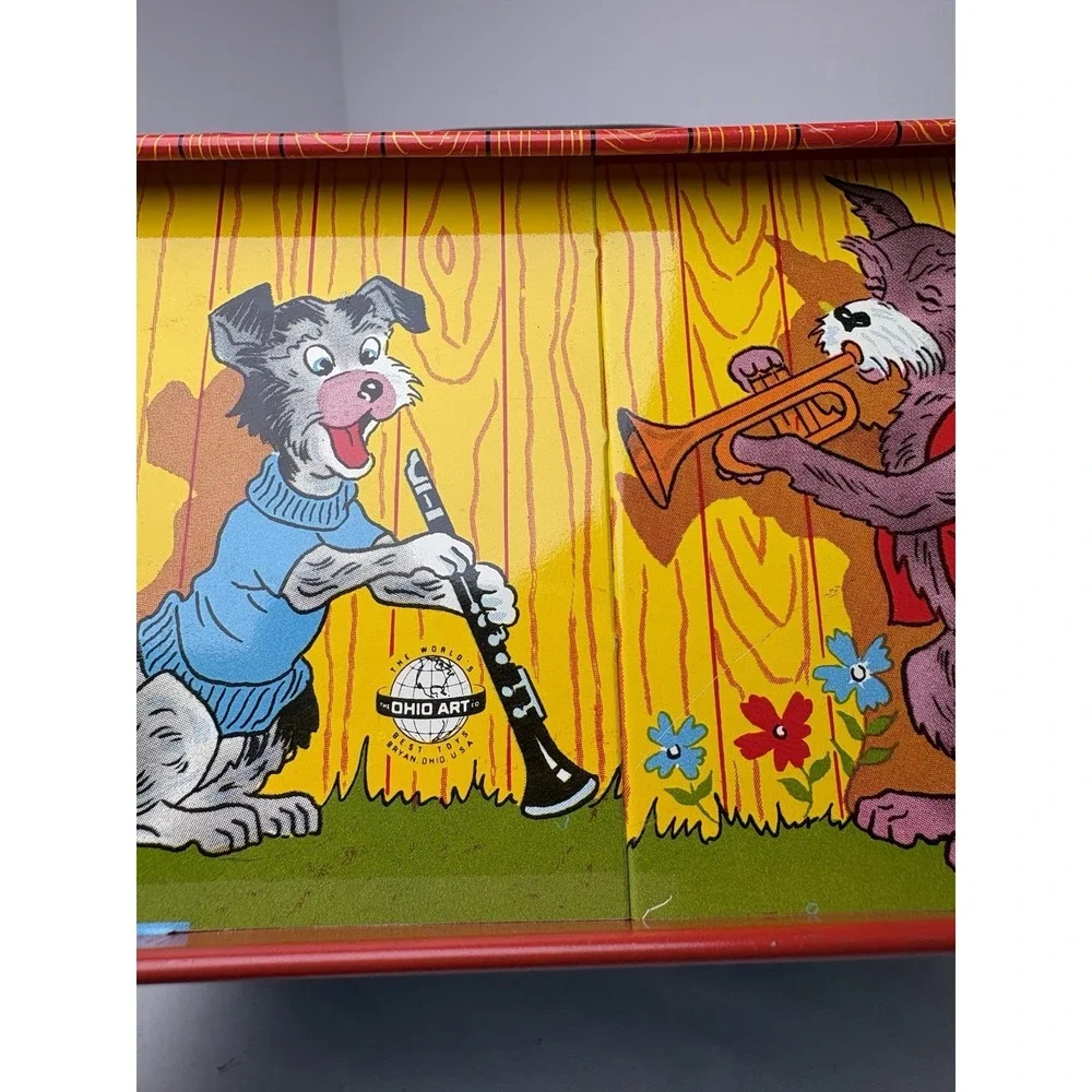 Fido's Musical Dog House Metal Toy Ohio Art Co. w/ Swiss Music Unit Vintage READ